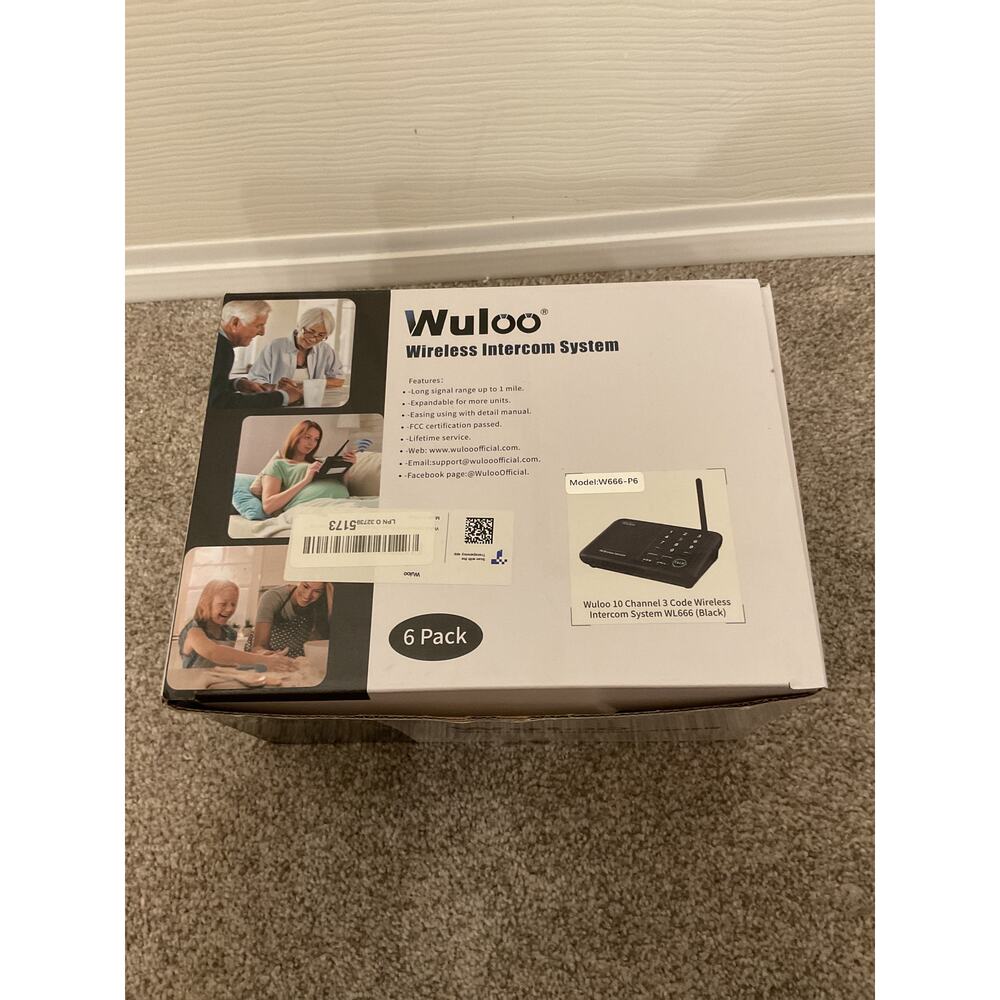 NIB Wuloo Wireless Intercom System 10 Channel for Home Office Room 6Pack W666-P6
